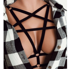 2019 Goth Lingerie Sexy Lace Up Bra Elastic Body Belt Bra Straps Cupless Women Female Crop Tops Chest Bandage Lingerie Underwear