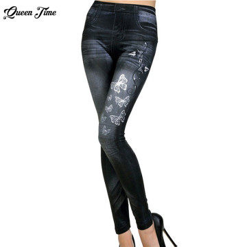 2019 Women New Fashion Classic Stretchy Slim Leggings Sexy imitation Jean Skinny Jeggings Skinny Pants big size bottoms hot sale