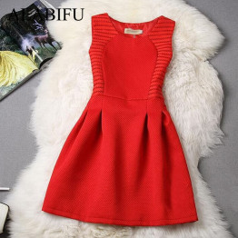 ALABIFU Summer Women Dress 2019 Vintage Hepburn Red A Line Party Dress Elegant Plus Size Sleeveless Lace Dress 4XL 5XL ukraine