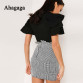 Ahagaga 2019 Spring Summer Sexy Skirt Women Bottoms Fashion plaid A-line Ruffles Sexy Club Regular Outwear Women Skirts female