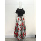 JRRY New Two Pieces Casual Women Maxi Dresses Short Sleeve Black Top Long Pattern Floral Dress Plus Size 6XL Vestidos