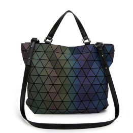 Japan luminous Women Bags Geometry Laser Folding Women Handbags Casual Tote Ladies Shoulder Messenger Bag Female Purses 2019