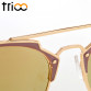 TRIOO Mirror Rose Gold Women Sunglasses Round Luxury Brand Female Sun Glasses For Women 2017 Fashion Oculos Star Style Shades