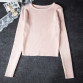 Tops Women O-neck Long Sleeve Clothing Crop Top Feminine White Black Knitted Cropped Tops For Women T Shirt Wholesale32509002483