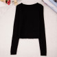Tops Women O-neck Long Sleeve Clothing Crop Top Feminine White Black Knitted Cropped Tops For Women T Shirt Wholesale32509002483