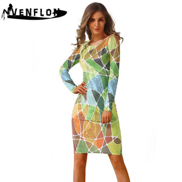 VENFLON Spring Summer Dress Women 2019 Casual Plus Size Long Sleeve Office Bodycon Dress Female Sexy Club Evening Party Dresses