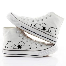 Women Shoes Summer Hand-Painted Canvas Shoes Doodle Splash-Ink Dot Lacing Low Women's Flat Tenis Feminino Loafers Zapatos Mujer