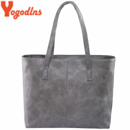 Yogodlns bag 2019 fashion women leather handbag brief shoulder bags gray /black large capacity luxury handbags tote bags design
