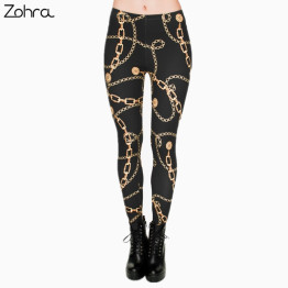 Zohra High Elasticity Legging Women Clothing Ladies Full Length Gold Chains Printing Legins Sexy Fitness Pants Workout Leggings