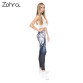 Zohra New Design Women Legging Trees Printing Blue Fitness Leggings Fashion High Waist Woman Pants